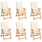 Gartenstühle 6 Stk. mit Creme Kissen Massivholz Teak