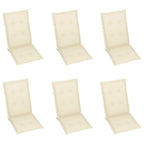 Gartenstühle 6 Stk. mit Creme Kissen Massivholz Teak