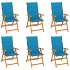 Gartenstühle 6 Stk. mit Blauen Kissen Massivholz Teak