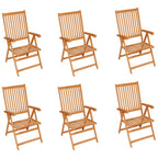 Gartenstühle 6 Stk. mit Roten Kissen Massivholz Teak