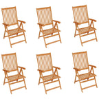 Gartenstühle 6 Stk. mit Weinroten Kissen Massivholz Teak