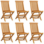 Gartenstühle mit Beige Kissen 6 Stk. Massivholz Teak