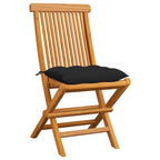 Gartenstühle mit Schwarzen Kissen 6 Stk. Massivholz Teak