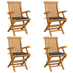 Gartenstühle mit Anthrazit Kissen 4 Stk. Massivholz Teak