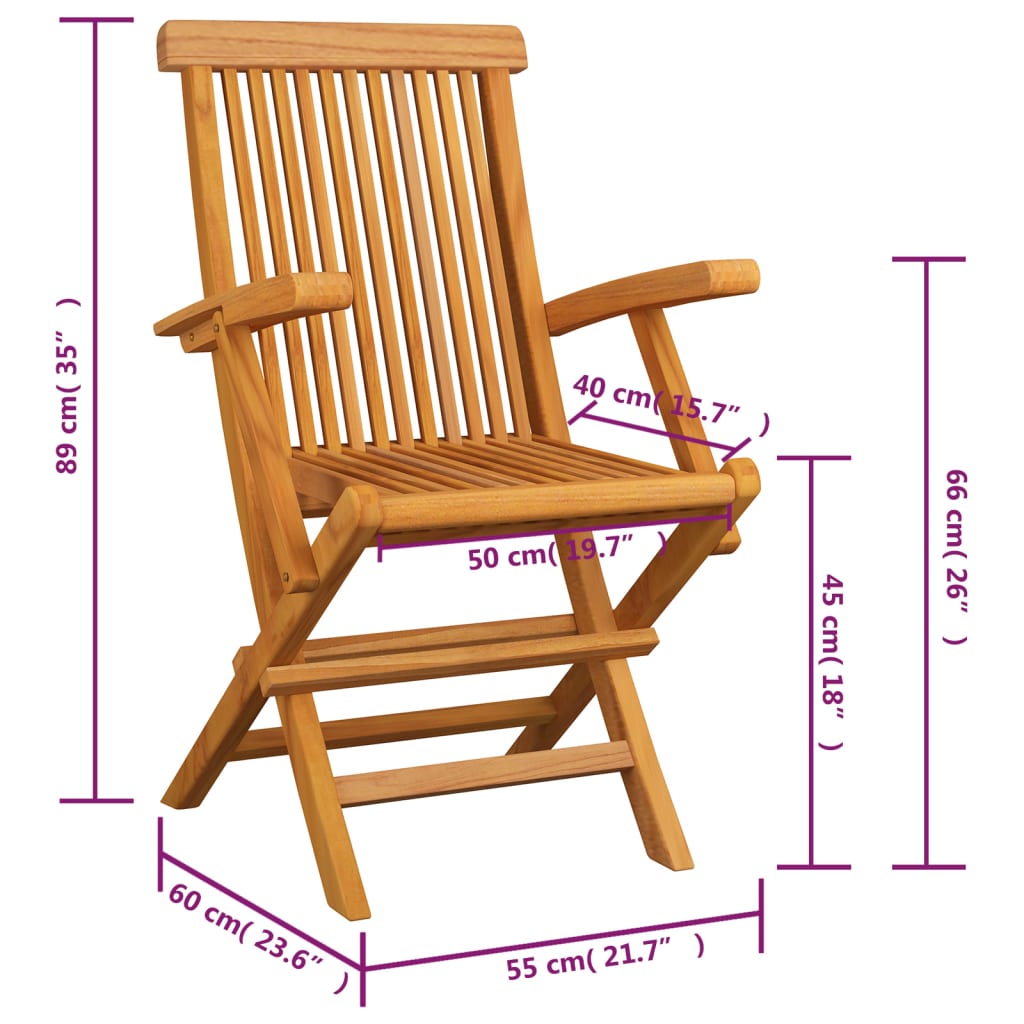 Gartenstühle mit Grünen Kissen 4 Stk. Massivholz Teak