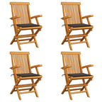 Gartenstühle mit Taupe Kissen 4 Stk. Massivholz Teak