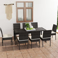 9-tlg. Garten-Essgruppe Poly Rattan Schwarz
