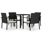 5-tlg. Garten-Essgruppe Poly Rattan Schwarz