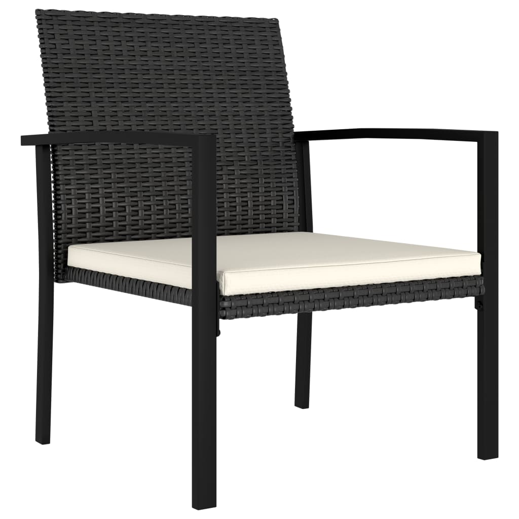 5-tlg. Garten-Essgruppe Poly Rattan Schwarz