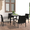 5-tlg. Garten-Essgruppe Poly Rattan Schwarz