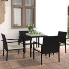 5-tlg. Garten-Essgruppe Poly Rattan Schwarz
