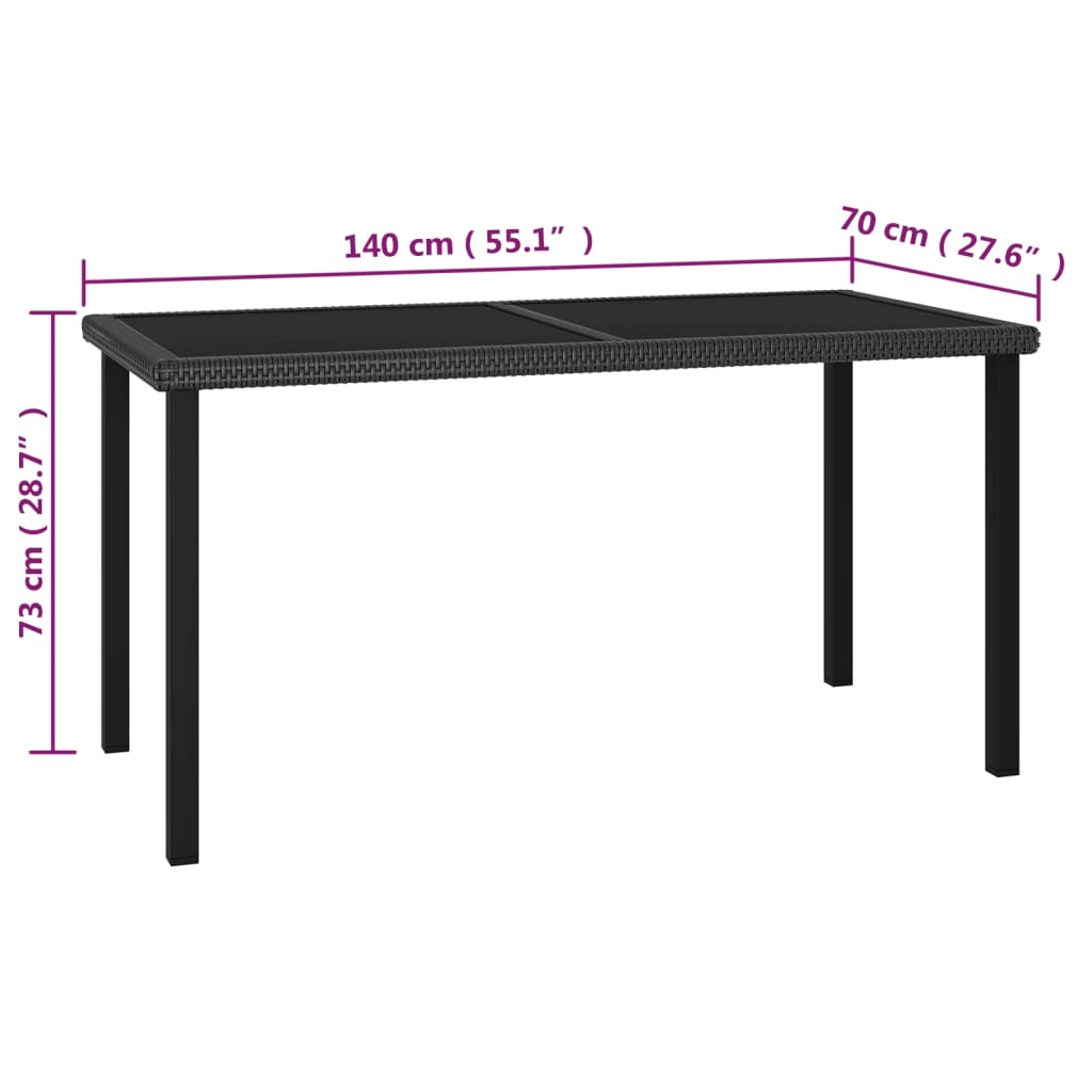 5-tlg. Garten-Essgruppe Poly Rattan Schwarz