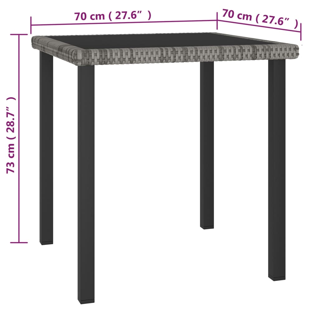 3-tlg. Garten-Essgruppe Poly Rattan Grau