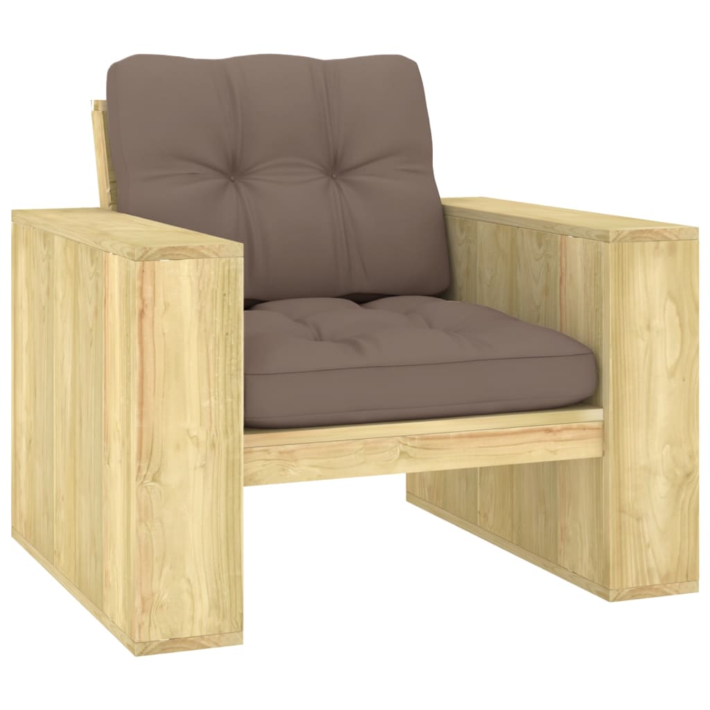 Gartenstuhl mit Taupe Kissen Imprägniertes Kiefernholz