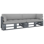 2-Sitzer-Palettensofa mit Kissen Grau Imprägniertes Kiefernholz