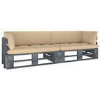 2-Sitzer-Palettensofa mit Kissen Grau Imprägniertes Kiefernholz