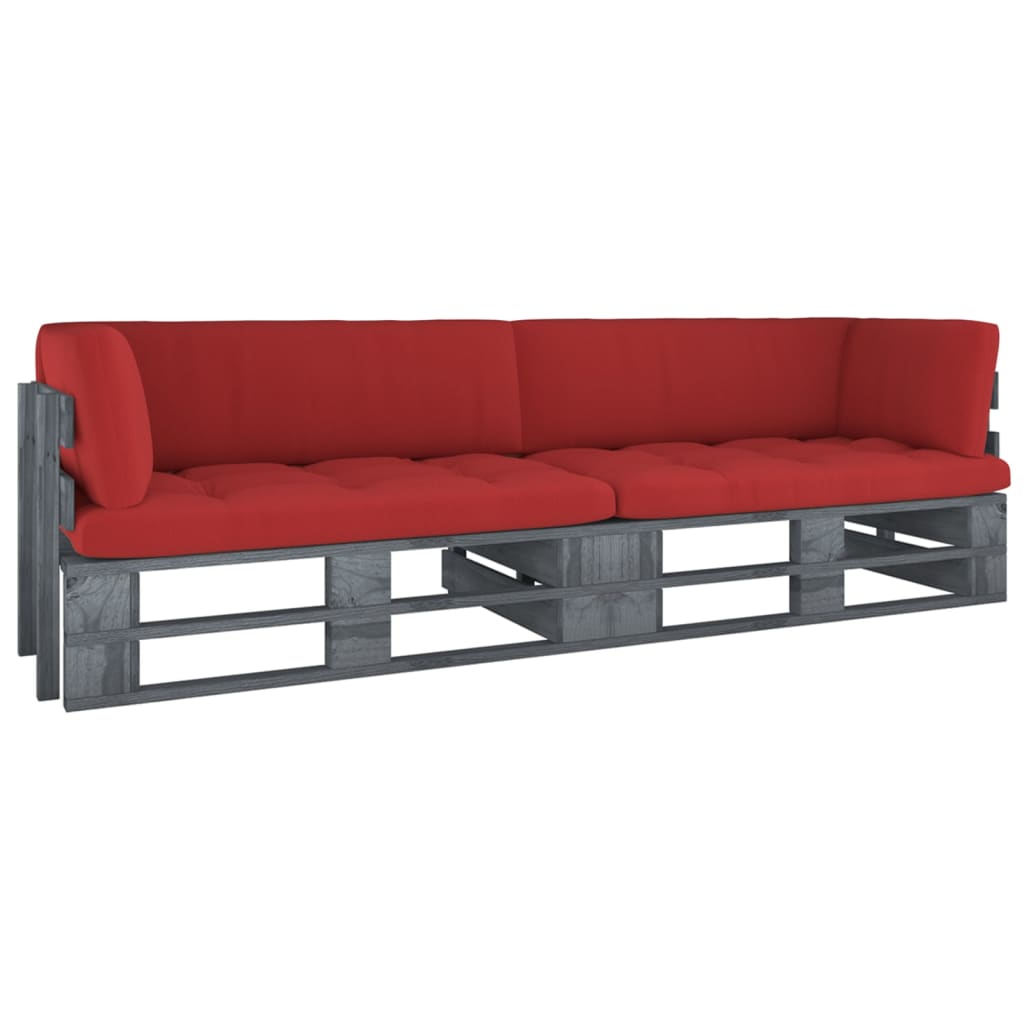 2-Sitzer-Palettensofa mit Kissen Grau Imprägniertes Kiefernholz