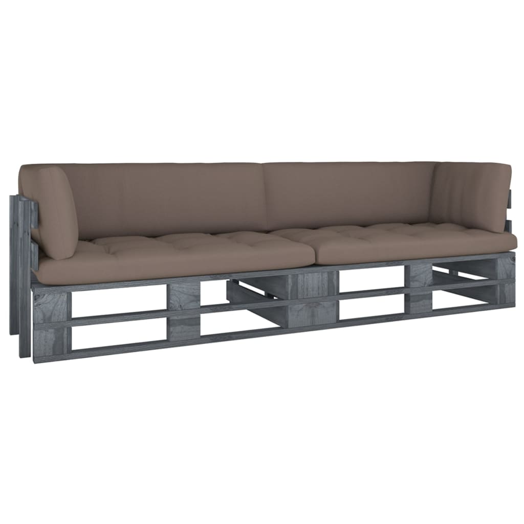 2-Sitzer-Palettensofa mit Kissen Grau Imprägniertes Kiefernholz