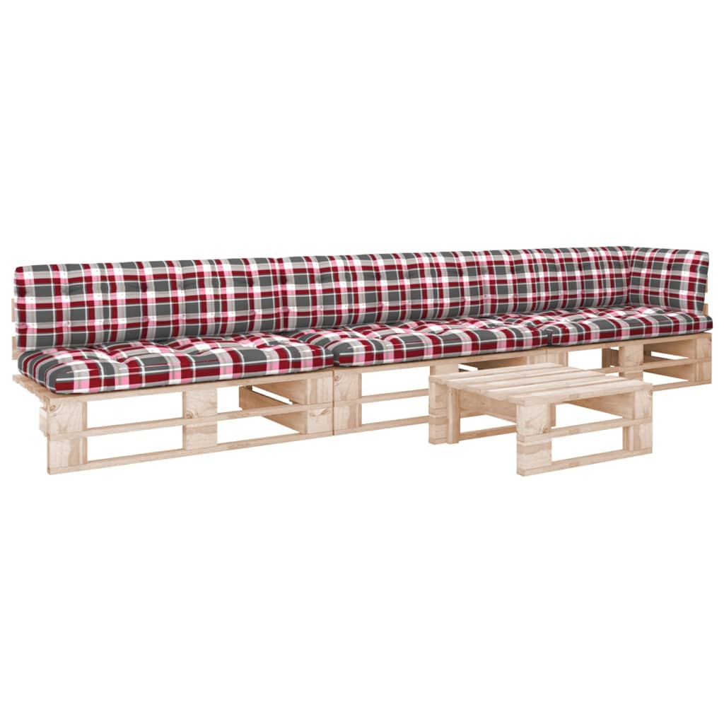 4-tlg. Paletten-Lounge-Set mit Kissen Imprägniertes Kiefernholz