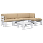 4-tlg. Paletten-Lounge-Set Weiß Imprägniertes Kiefernholz