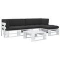 4-tlg. Paletten-Lounge-Set Weiß Imprägniertes Kiefernholz