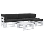 4-tlg. Paletten-Lounge-Set Weiß Imprägniertes Kiefernholz