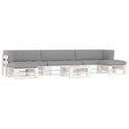 6-tlg. Paletten-Lounge-Set Weiß Imprägniertes Kiefernholz