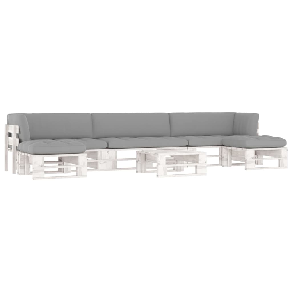 6-tlg. Paletten-Lounge-Set Weiß Imprägniertes Kiefernholz