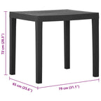 Gartentisch Grau 79x65x72 cm Kunststoff