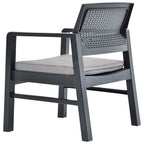 3-tlg. Garten-Lounge-Set mit Auflagen Kunststoff Grau