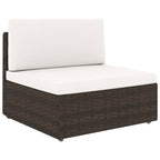 6-tlg. Garten-Lounge-Set mit Kissen Braun Poly Rattan