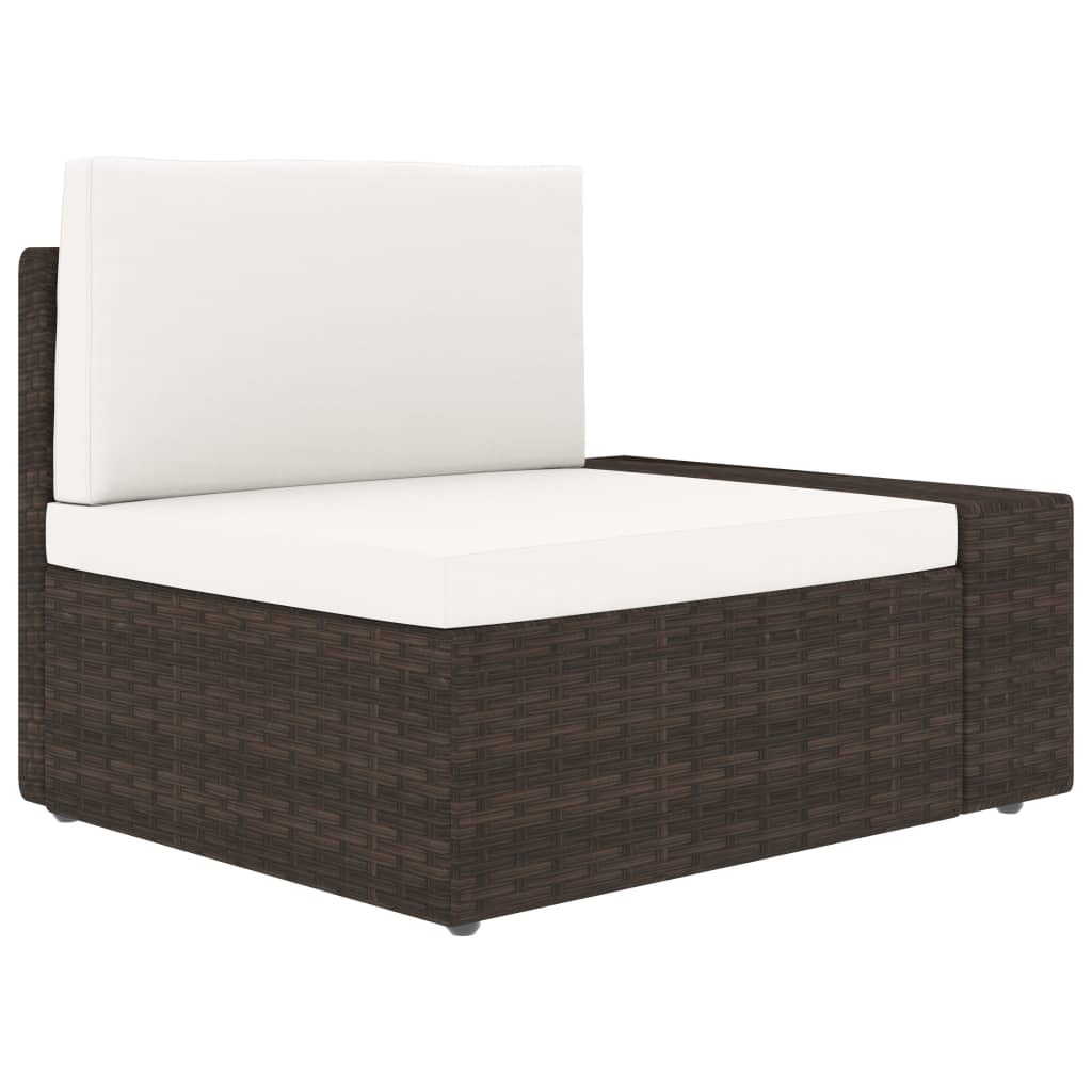 6-tlg. Garten-Lounge-Set mit Kissen Braun Poly Rattan