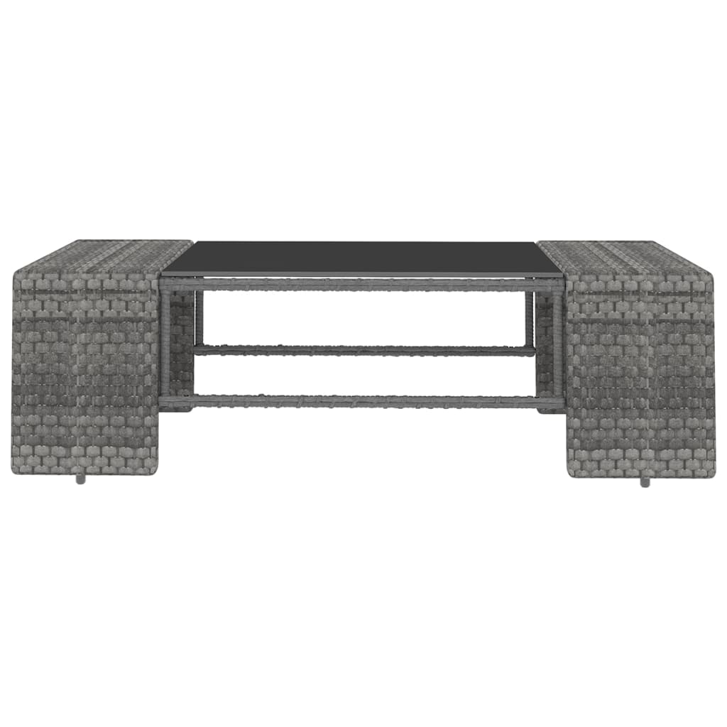 5-tlg. Garten-Lounge-Set mit Kissen Grau Poly Rattan