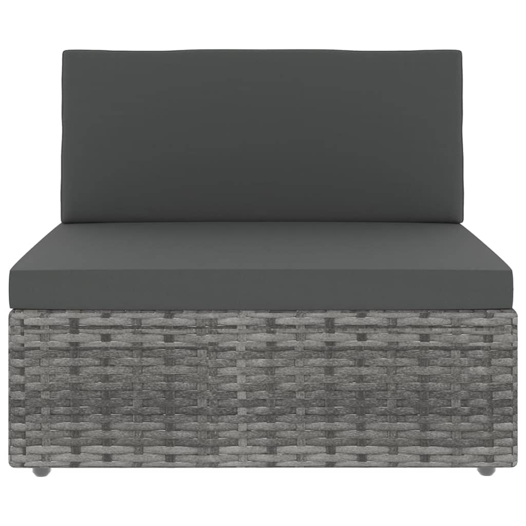 5-tlg. Garten-Lounge-Set mit Kissen Grau Poly Rattan