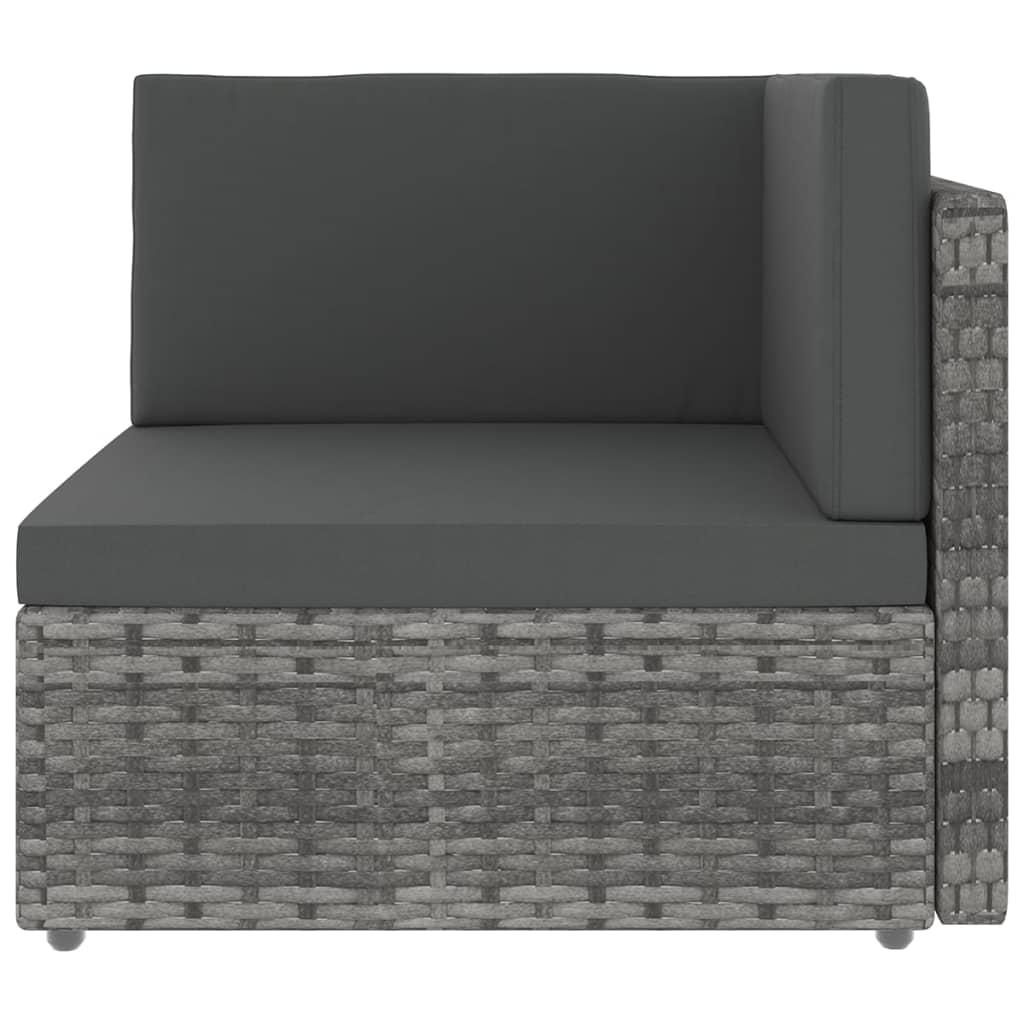 5-tlg. Garten-Lounge-Set mit Kissen Grau Poly Rattan