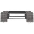 10-tlg. Garten-Lounge-Set mit Kissen Grau Poly Rattan