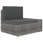 10-tlg. Garten-Lounge-Set mit Kissen Grau Poly Rattan
