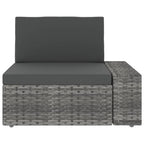 10-tlg. Garten-Lounge-Set mit Kissen Grau Poly Rattan