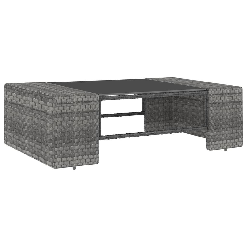 10-tlg. Garten-Lounge-Set mit Kissen Grau Poly Rattan