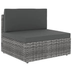7-tlg. Garten-Lounge-Set mit Kissen Grau Poly Rattan