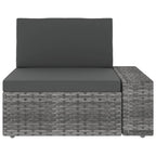 12-tlg. Garten-Lounge-Set mit Kissen Grau Poly Rattan