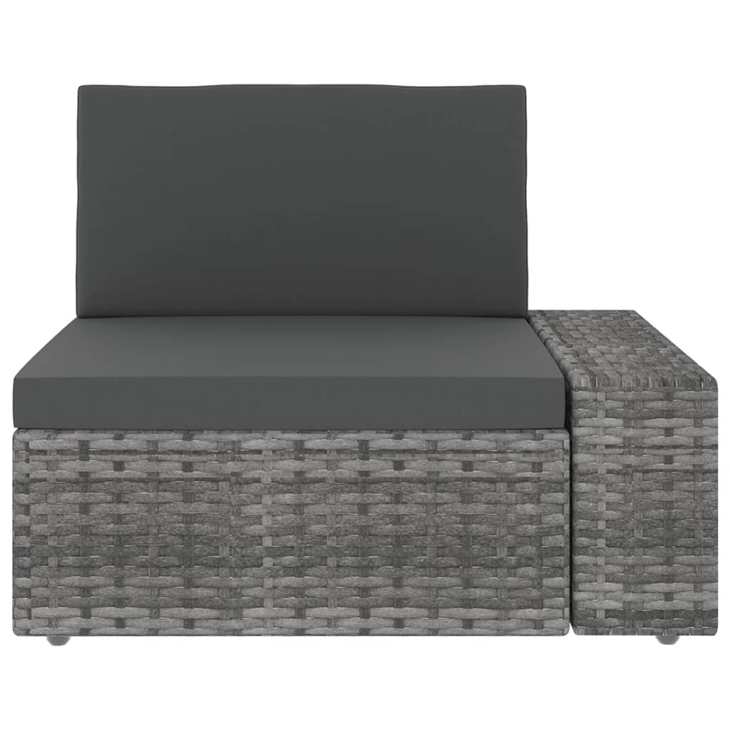 12-tlg. Garten-Lounge-Set mit Kissen Grau Poly Rattan