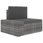 5-tlg. Garten-Lounge-Set mit Kissen Grau Poly Rattan