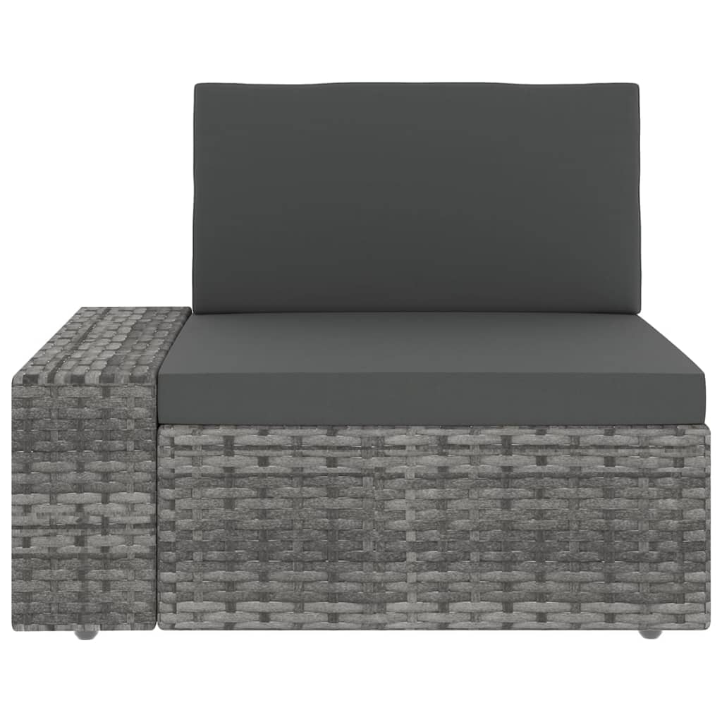 8-tlg. Garten-Lounge-Set mit Kissen Grau Poly Rattan