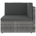 10-tlg. Garten-Lounge-Set mit Kissen Grau Poly Rattan