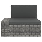 10-tlg. Garten-Lounge-Set mit Kissen Grau Poly Rattan
