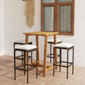 5-tlg. Gartenbar-Set mit Kissen Braun