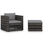 2-tlg. Garten-Lounge-Set mit Kissen Grau Imprägniertes Holz