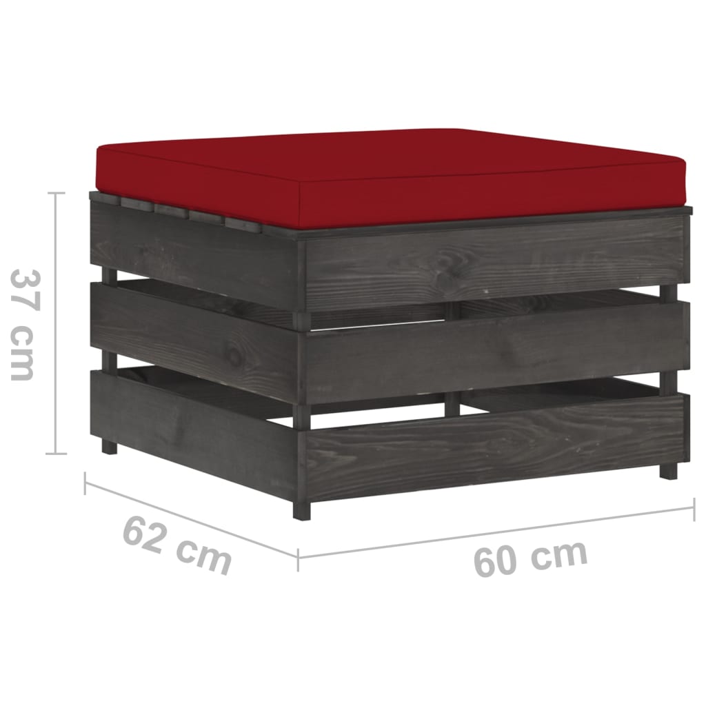 2-tlg. Garten-Lounge-Set mit Kissen Grau Imprägniertes Holz