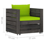 2-tlg. Garten-Lounge-Set mit Kissen Grau Imprägniertes Holz